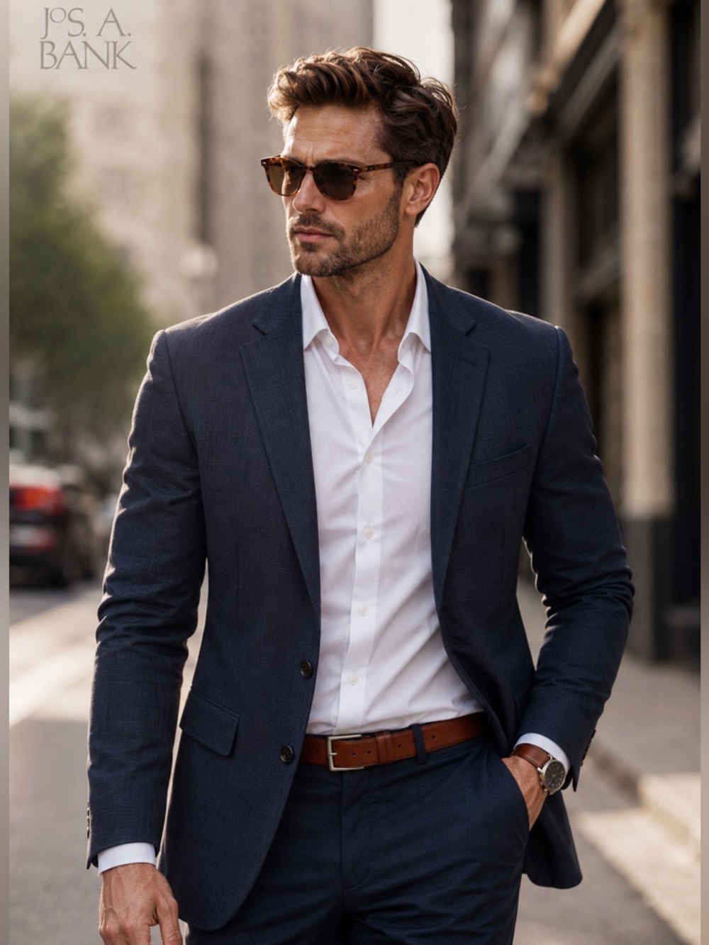 Men's Classic Dark Navy Two-Button Blazer